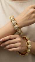Product Title Premium Silver Gold Plated Polki Bangles | Handcrafted Jadau Kundan Style Traditional Openable Kada for Women (Made To Order)