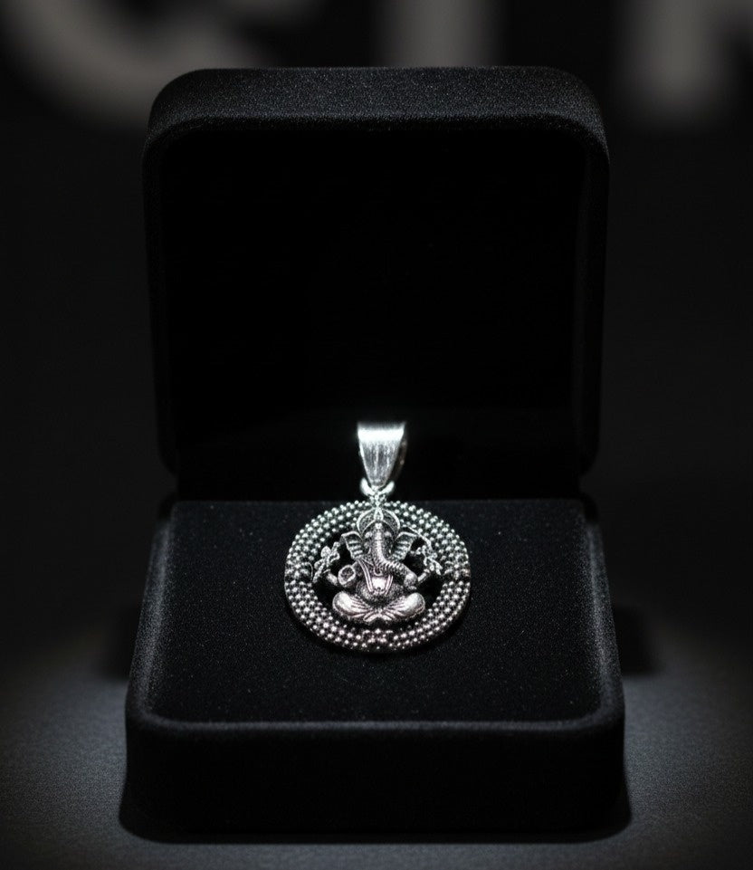 Oxidized Lord Ganesha Pendant | Vintage Silver Finish Spiritual Jewelry | Antique Style Ganpati Necklace Charm