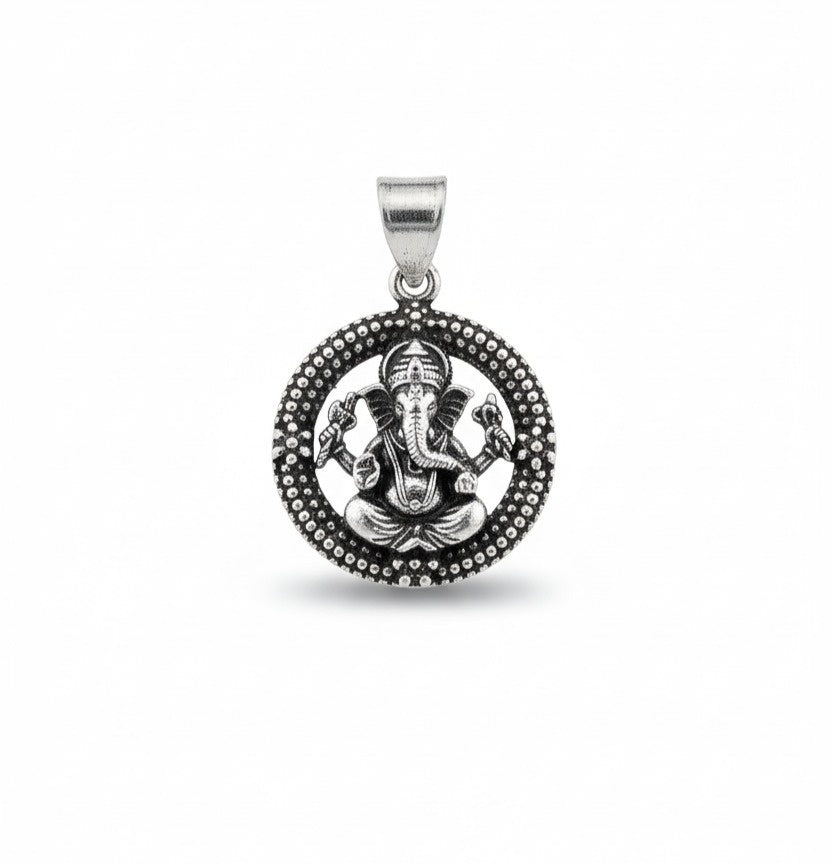 Oxidized Lord Ganesha Pendant | Vintage Silver Finish Spiritual Jewelry | Antique Style Ganpati Necklace Charm