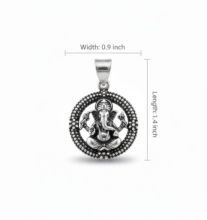 Oxidized Lord Ganesha Pendant | Vintage Silver Finish Spiritual Jewelry | Antique Style Ganpati Necklace Charm