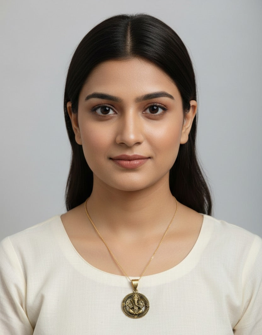 Shri Ganesha Silver Plated Pendant - Symbol of Blessings and New Beginnings