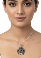 Premium Oxidized Gold Plated Goddess Lakshmi Pendant | Antique Craft