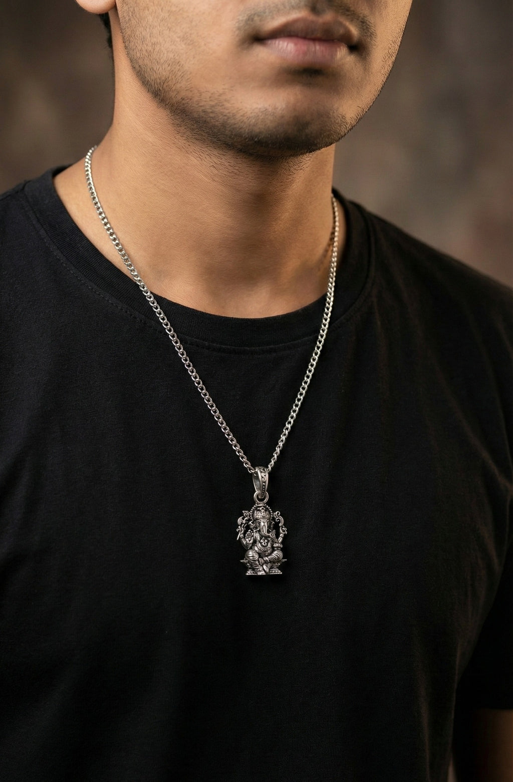 Oxidized Silver Lord Ganesha Pendant | Ganpati Bappa Idol Necklace | Antique Finish Hindu Spiritual Jewelry | Divine Blessing Charm for Men & Women | Traditional Ethnic Religious Gift
