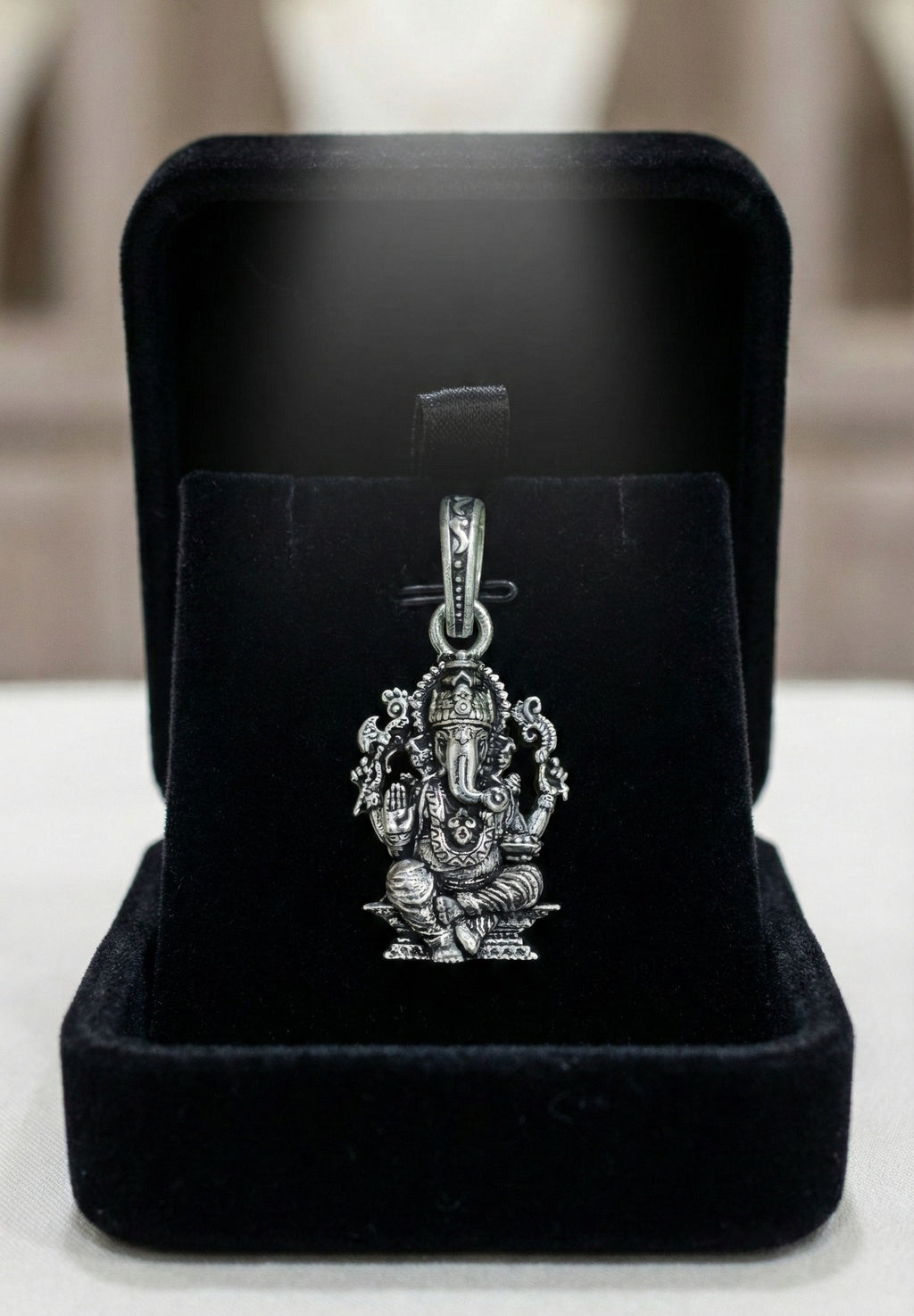Premium Antique Silver Lord Ganesha Pendant | Ganpati Bappa Spiritual Jewellery for Prosperity & Protection