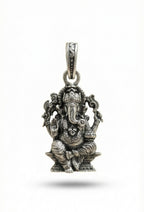 Premium Antique Silver Lord Ganesha Pendant | Ganpati Bappa Spiritual Jewellery for Prosperity & Protection
