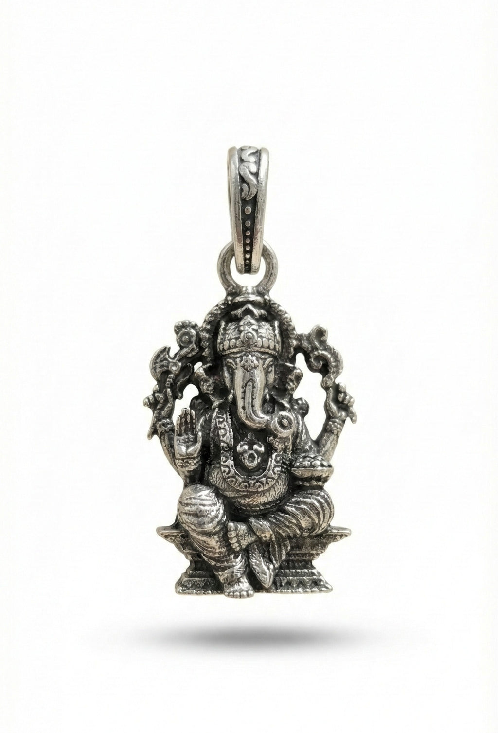Oxidized Silver Lord Ganesha Pendant | Ganpati Bappa Idol Necklace | Antique Finish Hindu Spiritual Jewelry | Divine Blessing Charm for Men & Women | Traditional Ethnic Religious Gift
