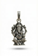 Oxidized Silver Lord Ganesha Pendant | Ganpati Bappa Idol Necklace | Antique Finish Hindu Spiritual Jewelry | Divine Blessing Charm for Men & Women | Traditional Ethnic Religious Gift