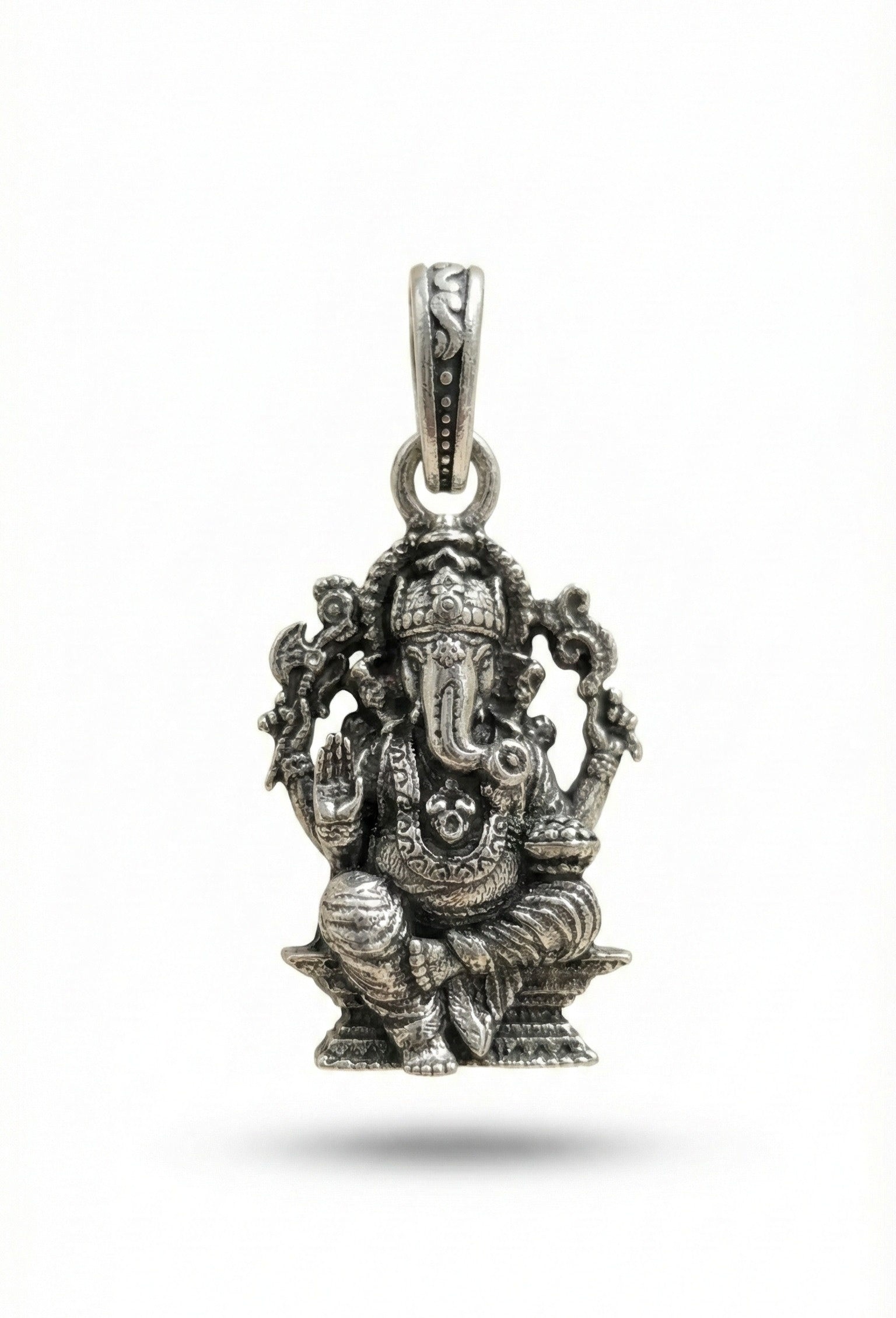 Oxidized Silver Lord Ganesha Pendant | Ganpati Bappa Idol Necklace | Antique Finish Hindu Spiritual Jewelry | Divine Blessing Charm for Men & Women | Traditional Ethnic Religious Gift