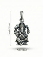 Premium Antique Silver Lord Ganesha Pendant | Ganpati Bappa Spiritual Jewellery for Prosperity & Protection