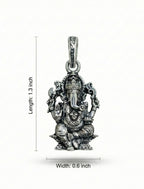 Oxidized Silver Lord Ganesha Pendant | Ganpati Bappa Idol Necklace | Antique Finish Hindu Spiritual Jewelry | Divine Blessing Charm for Men & Women | Traditional Ethnic Religious Gift