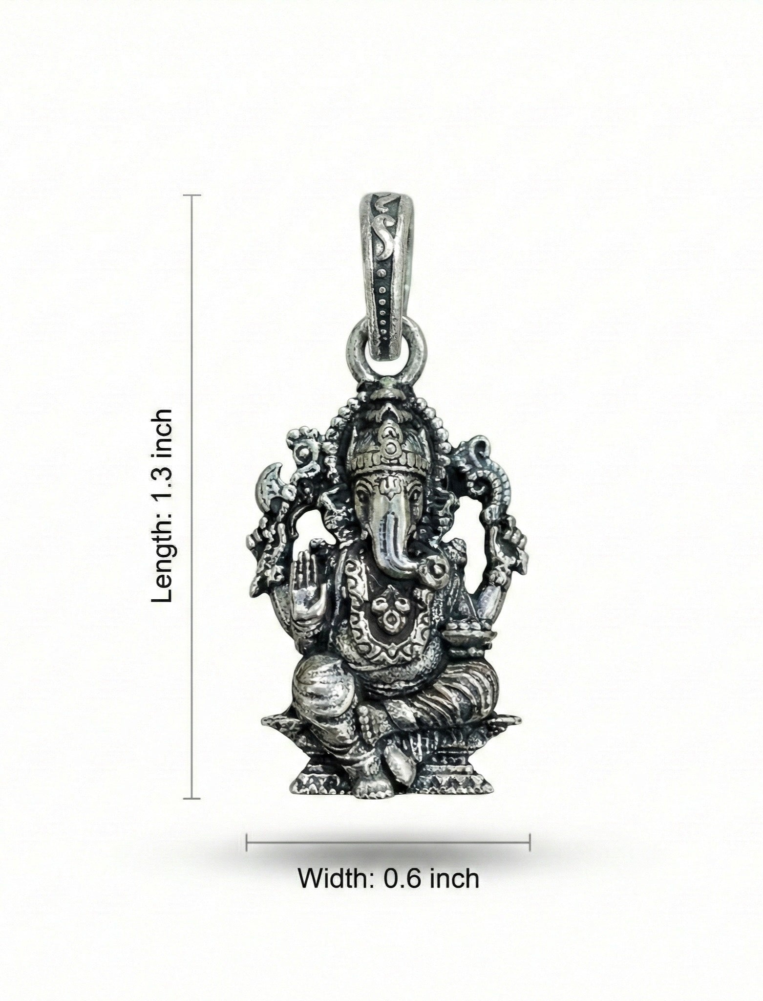 Oxidized Silver Lord Ganesha Pendant | Ganpati Bappa Idol Necklace | Antique Finish Hindu Spiritual Jewelry | Divine Blessing Charm for Men & Women | Traditional Ethnic Religious Gift