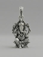 Premium Antique Silver Lord Ganesha Pendant | Ganpati Bappa Spiritual Jewellery for Prosperity & Protection