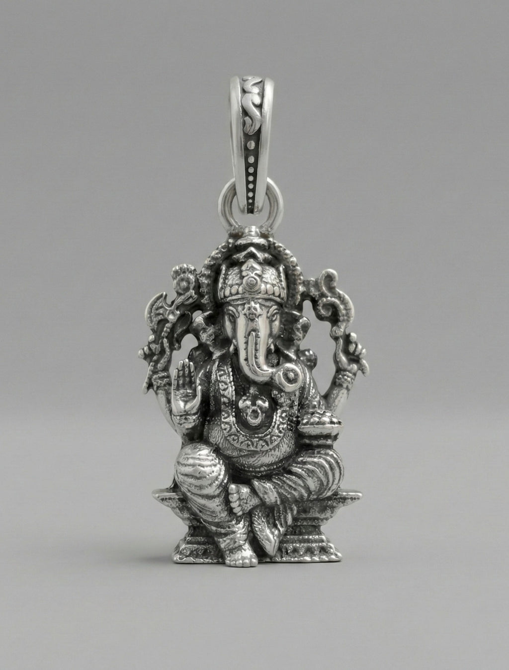 Oxidized Silver Lord Ganesha Pendant | Ganpati Bappa Idol Necklace | Antique Finish Hindu Spiritual Jewelry | Divine Blessing Charm for Men & Women | Traditional Ethnic Religious Gift