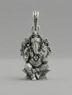 Oxidized Silver Lord Ganesha Pendant | Ganpati Bappa Idol Necklace | Antique Finish Hindu Spiritual Jewelry | Divine Blessing Charm for Men & Women | Traditional Ethnic Religious Gift