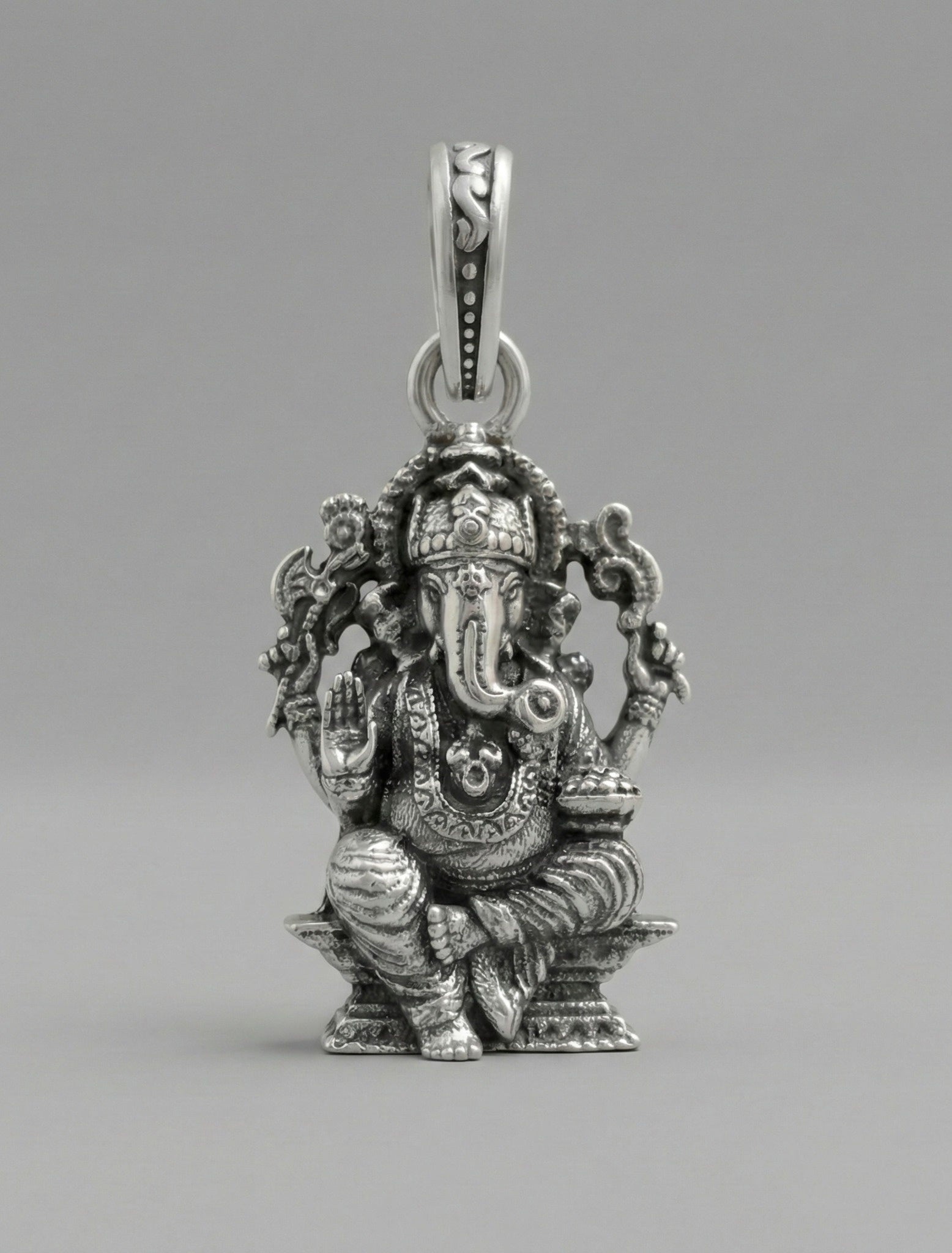 Oxidized Silver Lord Ganesha Pendant | Ganpati Bappa Idol Necklace | Antique Finish Hindu Spiritual Jewelry | Divine Blessing Charm for Men & Women | Traditional Ethnic Religious Gift