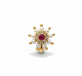 Maharashtrian Style Nath Nose Pin | Red Stone & Pearl Kundan Design | Gold Plated Traditional Clip-On Nose Ring for Women