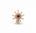 Maharashtrian Style Nath Nose Pin | Red Stone & Pearl Kundan Design | Gold Plated Traditional Clip-On Nose Ring for Women