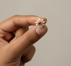 Maharashtrian Style Nath Nose Pin | Red Stone & Pearl Kundan Design | Gold Plated Traditional Clip-On Nose Ring for Women