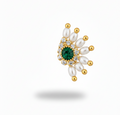 Maharashtrian Style Nath Nose Pin | Green Stone & Pearl Kundan Design | Gold Plated Traditional Nath | Non-Piercing Nose Ring for Women