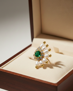 Maharashtrian Style Nath Nose Pin | Green Stone & Pearl Kundan Design | Gold Plated Traditional Nath | Non-Piercing Nose Ring for Women