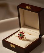 Maharashtrian Style Nath Nose Pin | Red & Green Stone Kundan Design | Gold Plated Traditional Clip-On Nose Ring for Women