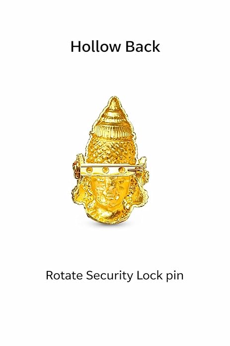 Lord Tirupati Balaji Gold Plated Brass Ethnic Brooch
