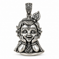 Krishna Bal Roop Pendant for Men and Women | Silver Plated Brass Laddu Gopal Design with Antique Oxidised Finish | Religious Hindu God Pendant | Made to Order