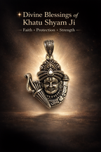 Khatu Shyam Ji Teen Baan Pendant – Oxidised Silver Plated Brass | Teen Baan Dhari Shyam Baba Locket | Spiritual Protection Jewelry for Men & Women