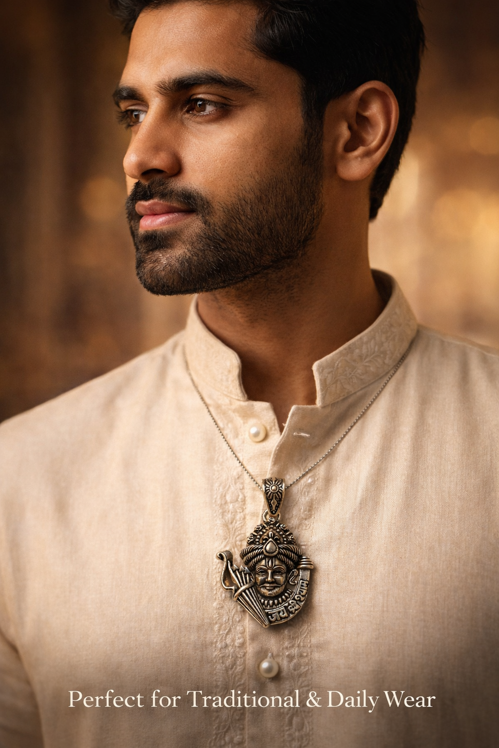 Khatu Shyam Ji Teen Baan Pendant – Oxidised Silver Plated Brass | Teen Baan Dhari Shyam Baba Locket | Spiritual Protection Jewelry for Men & Women