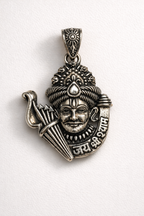 Khatu Shyam Ji Teen Baan Pendant – Oxidised Silver Plated Brass | Teen Baan Dhari Shyam Baba Locket | Spiritual Protection Jewelry for Men & Women