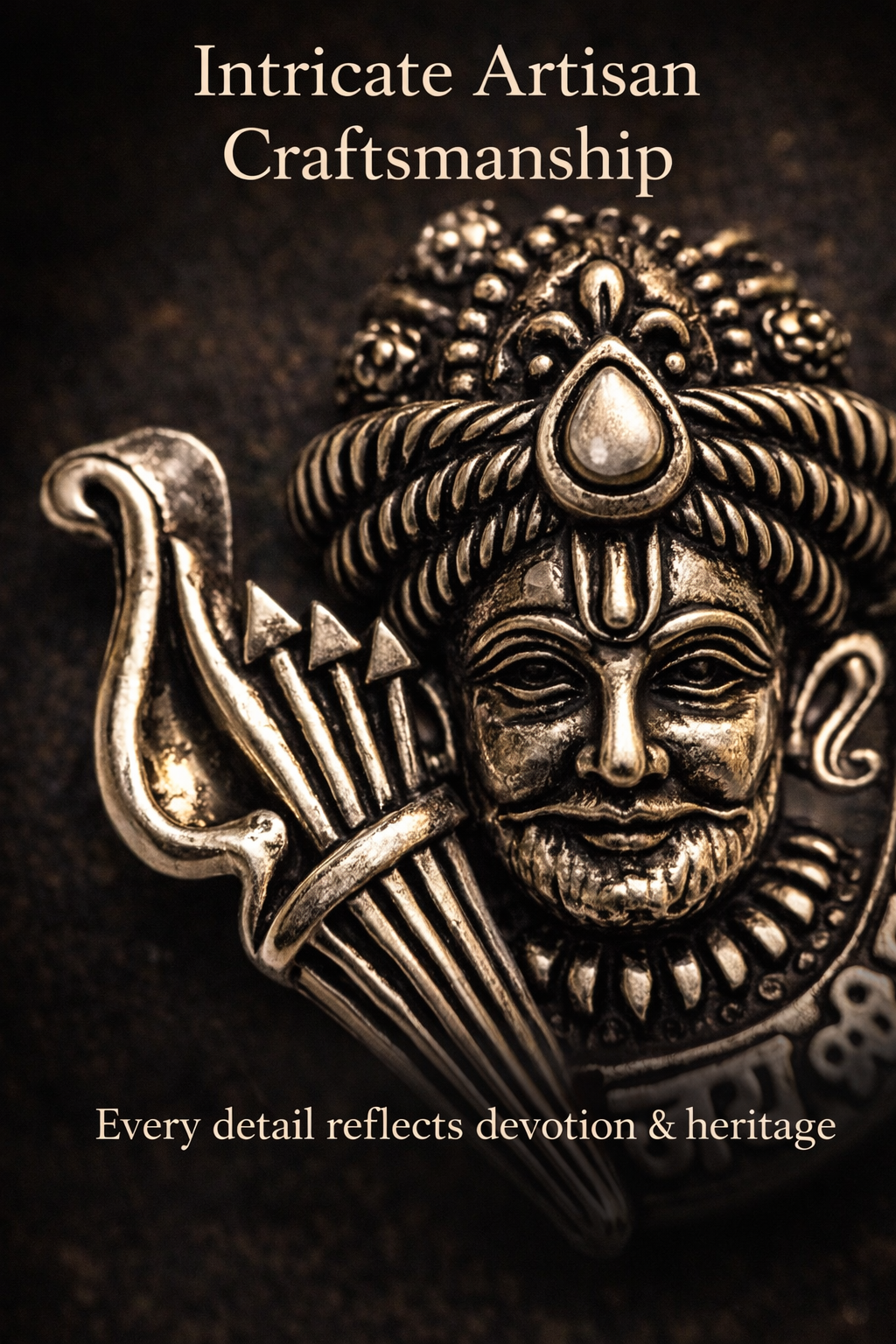 Khatu Shyam Ji Teen Baan Pendant – Oxidised Silver Plated Brass | Teen Baan Dhari Shyam Baba Locket | Spiritual Protection Jewelry for Men & Women