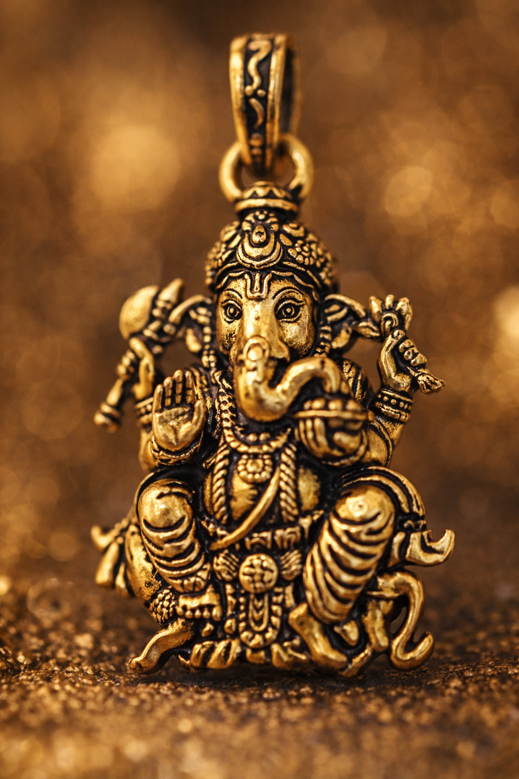 Exquisite Lord Ganesha Pendant with Mushak – Sacred Brass Jewelry Symbolizing Wisdom, Fortune, and Protection, Perfect for Devotional Wear and Spiritual Blessings