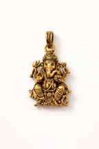 Exquisite Lord Ganesha Pendant with Mushak – Sacred Brass Jewelry Symbolizing Wisdom, Fortune, and Protection, Perfect for Devotional Wear and Spiritual Blessings