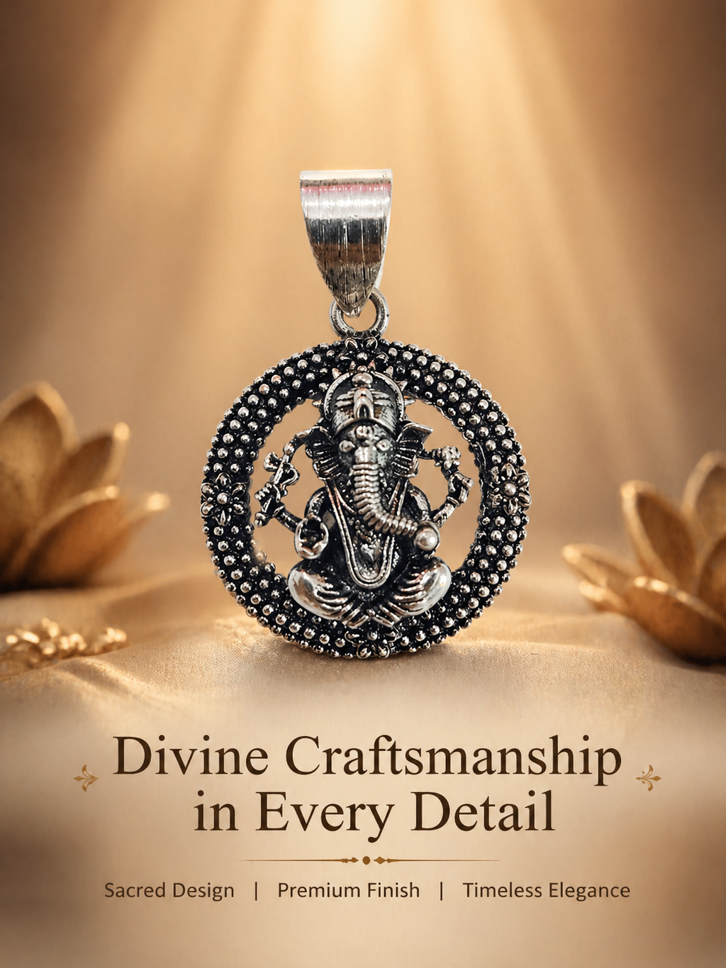 Divine Round Ganesha Pendant for Men & Women