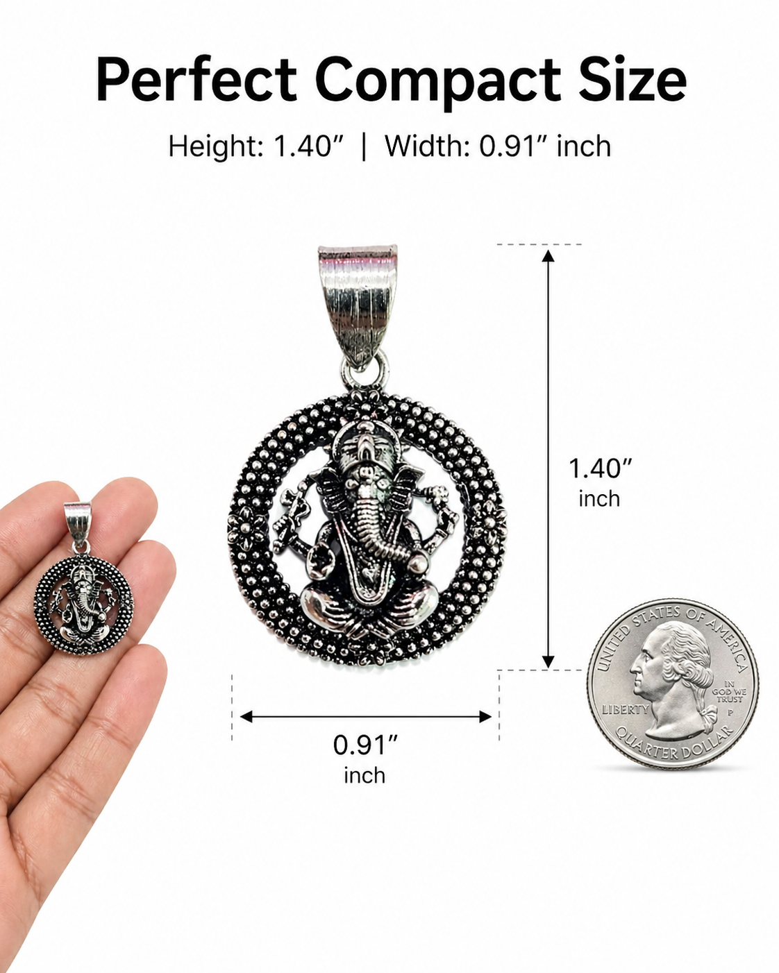 Divine Round Ganesha Pendant for Men & Women
