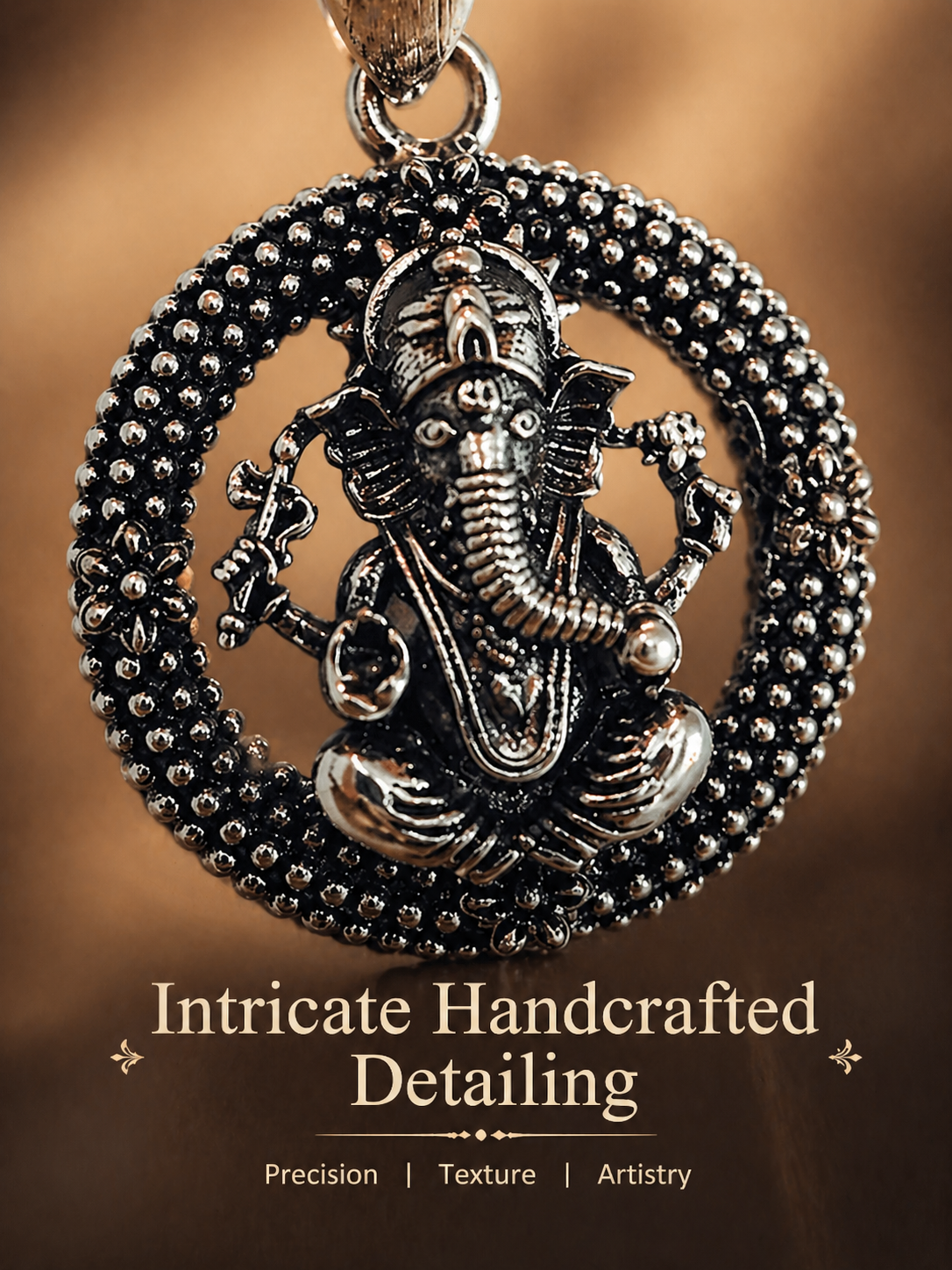 Divine Round Ganesha Pendant for Men & Women