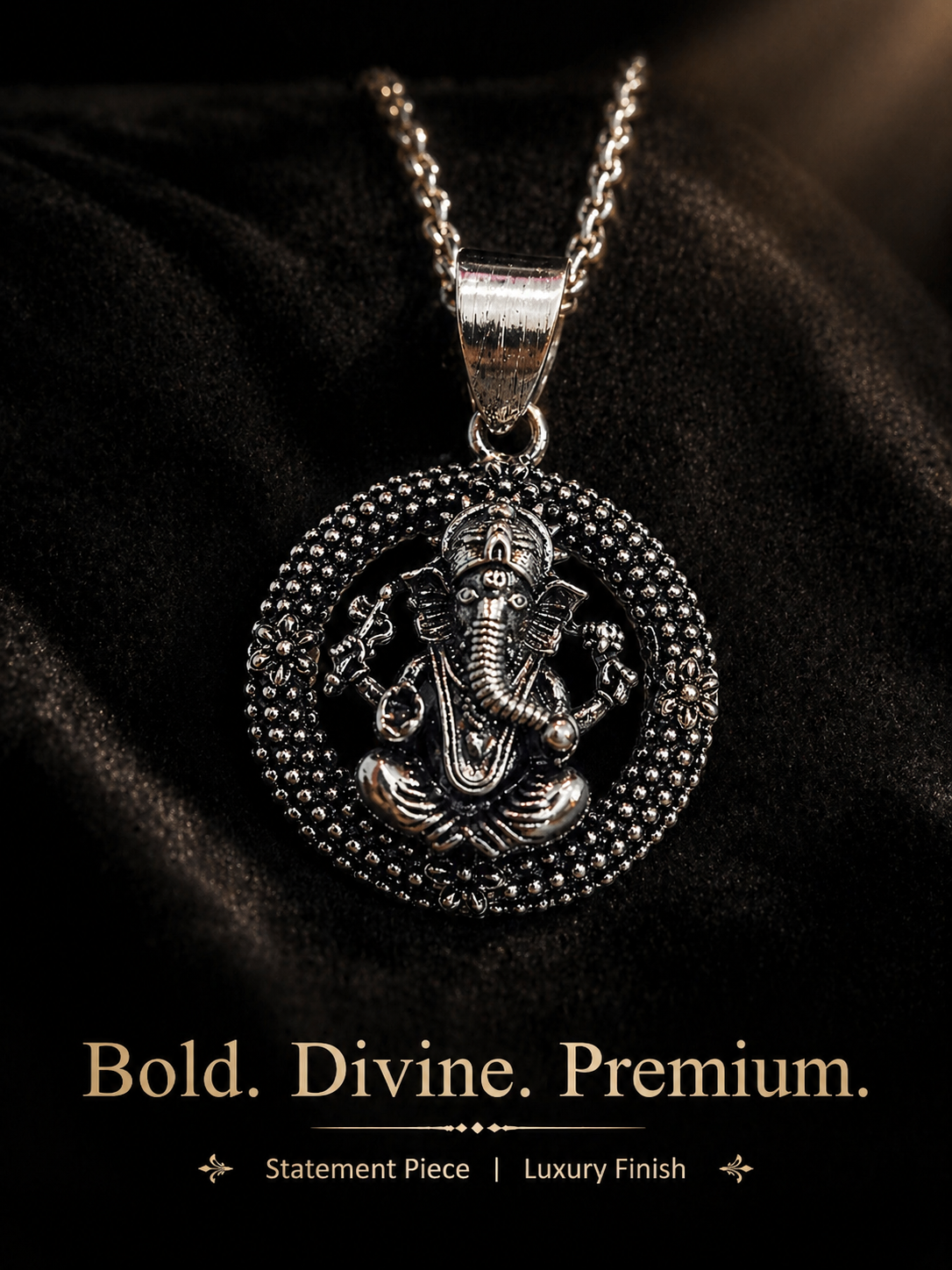 Divine Round Ganesha Pendant for Men & Women