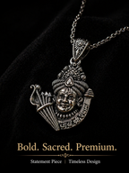 Khatu Shyam Ji Silver Pendant for Men & Women | Oxidised Devotional Pendant | Antique Finish Spiritual Jewelry