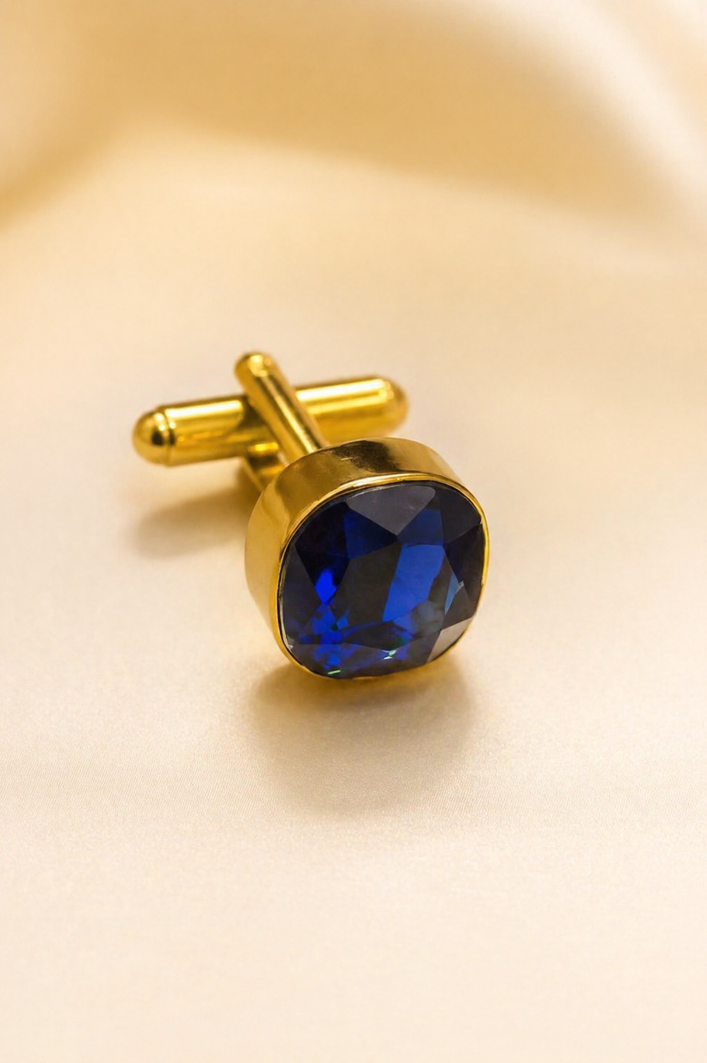 Royal Blue Stone Gold Plated Brass Cufflinks (Pair) – Classic Formal Style