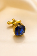 Royal Blue Stone Gold Plated Brass Cufflinks (Pair) – Classic Formal Style