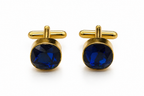 Royal Blue Stone Gold Plated Brass Cufflinks (Pair) – Classic Formal Style
