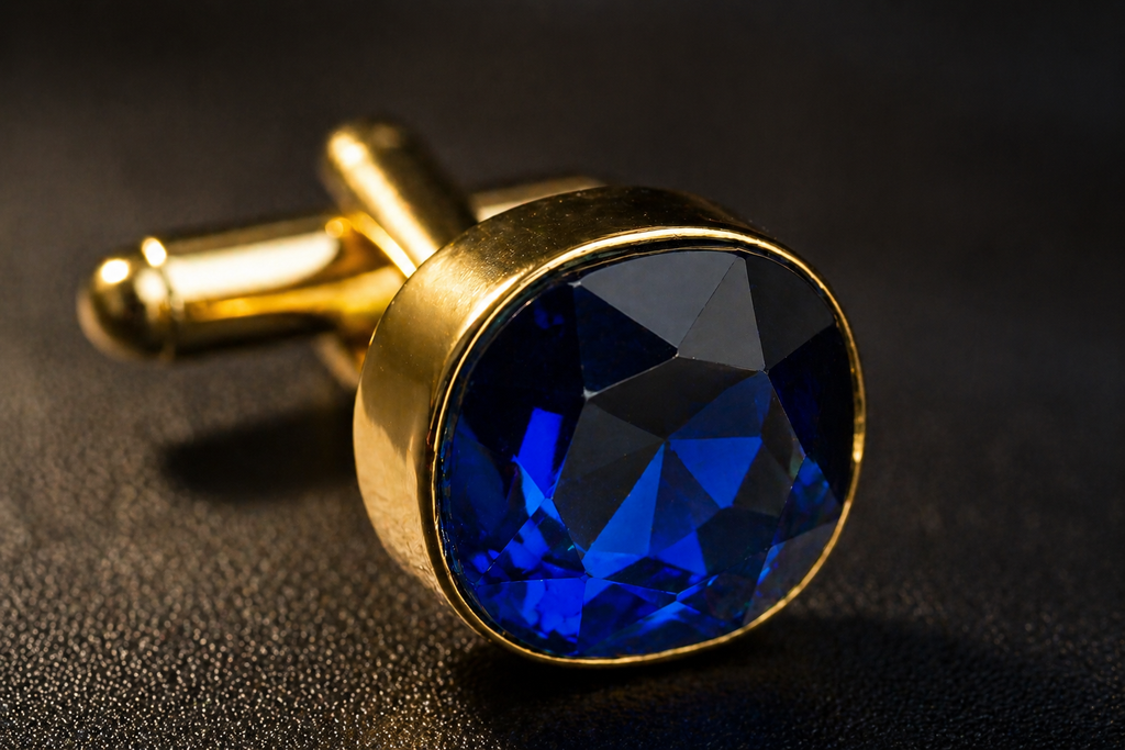 Royal Blue Stone Gold Plated Brass Cufflinks (Pair) – Classic Formal Style