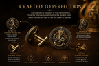 Shri Ganesh Antique Gold Cufflinks for Men | Premium Brass Ethnic Spiritual Cuff Links