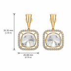 Gold Plated 925 Silver Moissanite Polki Dangle Earrings | Elegant Square Drop Earrings for Women