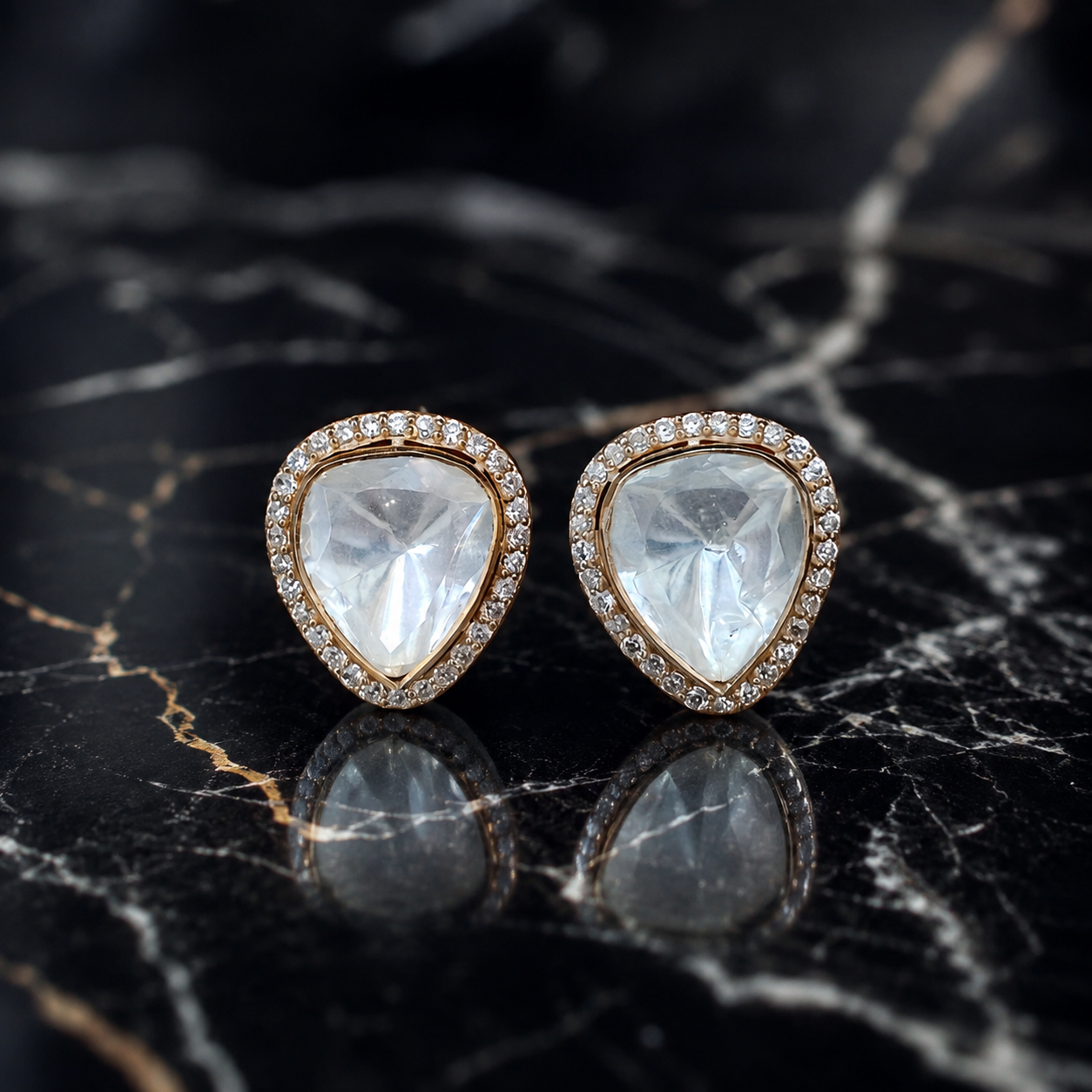 Gold Plated 925 Silver Moissanite Stud Earrings for Women | Elegant Everyday & Party Wear Earrings