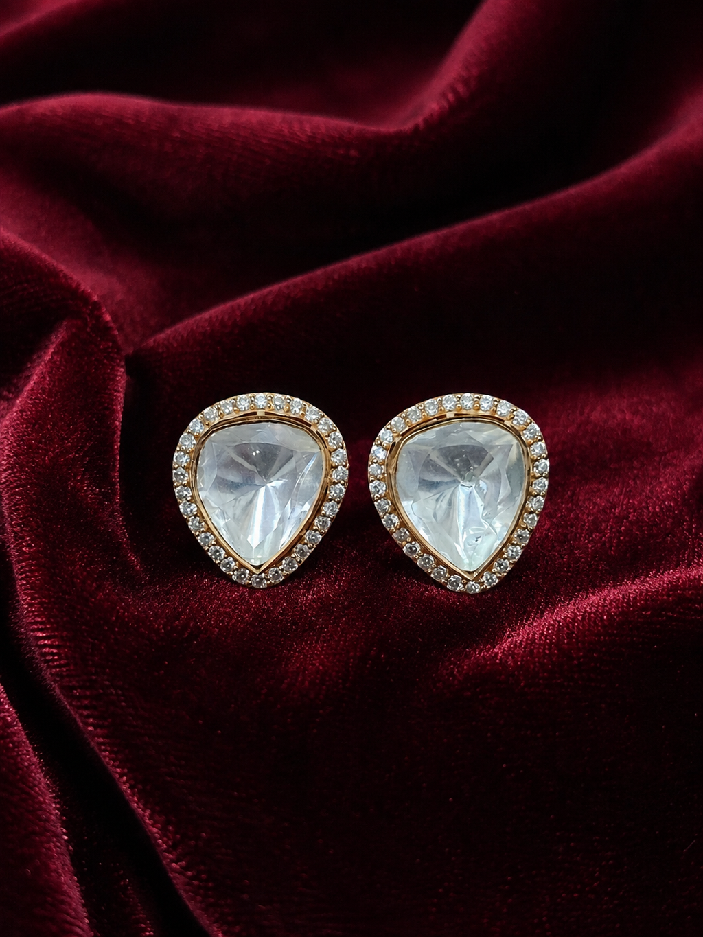 Gold Plated 925 Silver Moissanite Stud Earrings for Women | Elegant Everyday & Party Wear Earrings