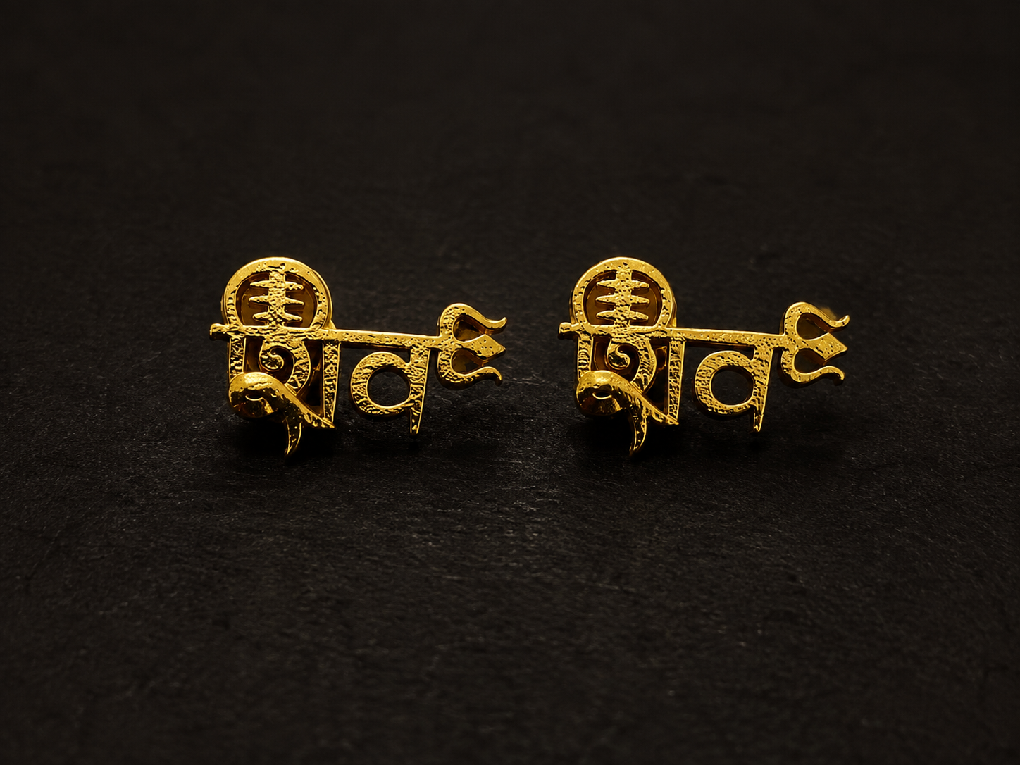 Gold Plated Brass Lord Shiva Stud Earrings – Shiv Ji Spiritual Religious Earrings for Men & Women