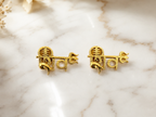 Gold Plated Brass Lord Shiva Stud Earrings – Shiv Ji Spiritual Religious Earrings for Men & Women