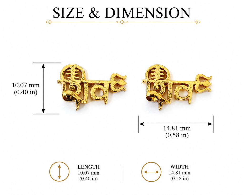 Gold Plated Brass Lord Shiva Stud Earrings – Shiv Ji Spiritual Religious Earrings for Men & Women