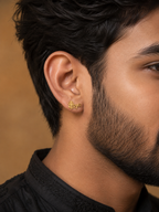 Gold Plated Brass Lord Shiva Stud Earrings – Shiv Ji Spiritual Religious Earrings for Men & Women